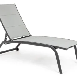 Chaise Longue En Aluminium Et Textylène Noir Chloé - Lot De 4