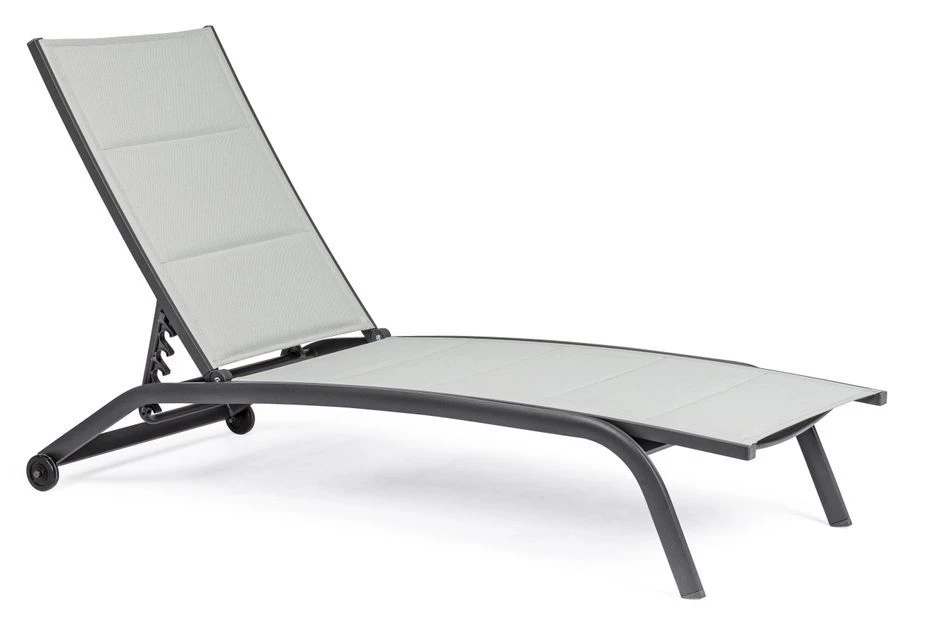 Chaise Longue En Aluminium Avec Roues Noir Chloé - Lot De 4