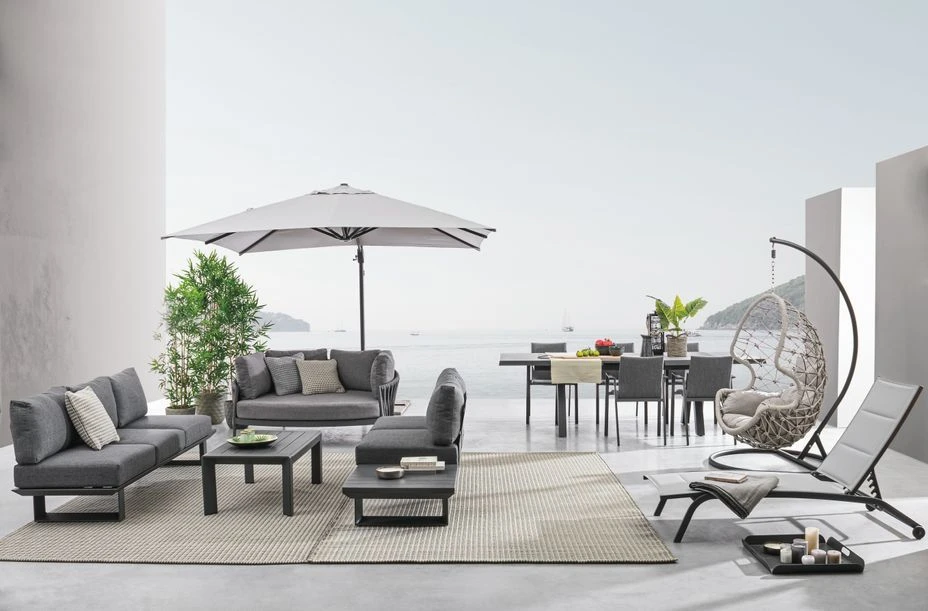 Chaise Longue En Aluminium Avec Roues Noir Chloé - Lot De 4 – Image 5