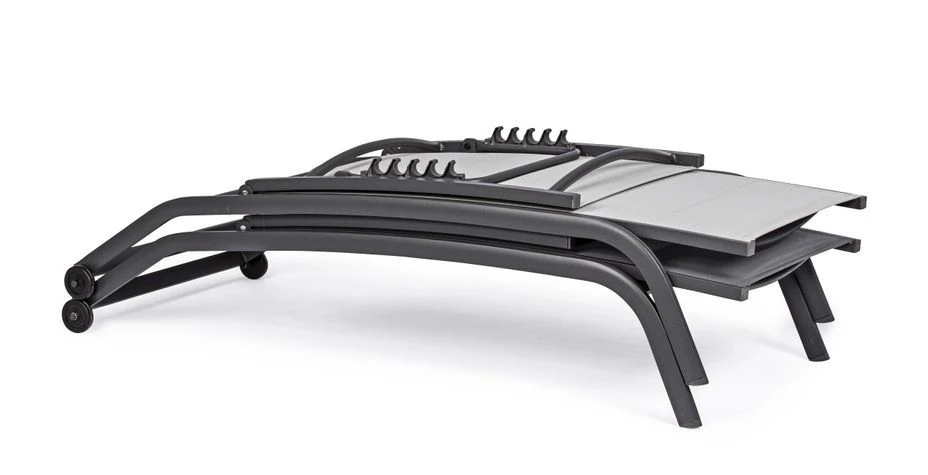 Chaise Longue En Aluminium Avec Roues Noir Chloé - Lot De 4 – Image 7