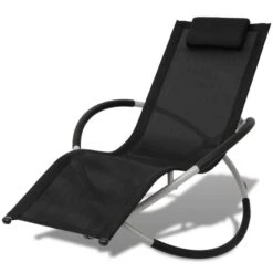 Chaise Longue Géométrique D'extérieur Acier Noir Et Gris