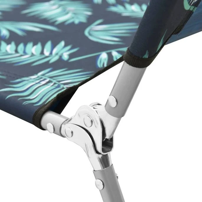 Chaise Longue Pliable Acier Et Tissu Motif De Feuilles – Image 7