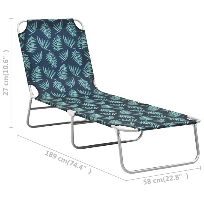 Chaise Longue Pliable Acier Et Tissu Motif De Feuilles – Image 8