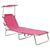Chaise Longue Pliable Avec Auvent Acier Rose Magento