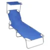 Chaise Longue Pliable Avec Auvent Bleu Aluminium
