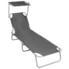 Chaise Longue Pliable Avec Auvent Gris Aluminium