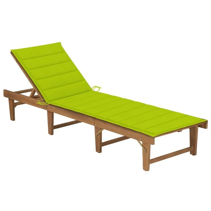 Chaise Longue Pliable Avec Coussin Bois D'acacia Solide 4