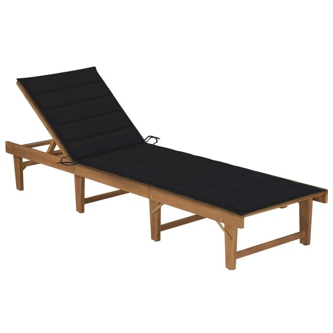 Chaise Longue Pliable Avec Coussin Bois D'acacia Solide 2