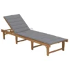 Chaise Longue Pliable Avec Coussin Bois D'acacia Solide 14