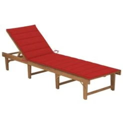 Chaise Longue Pliable Avec Coussin Bois D'acacia Solide 11