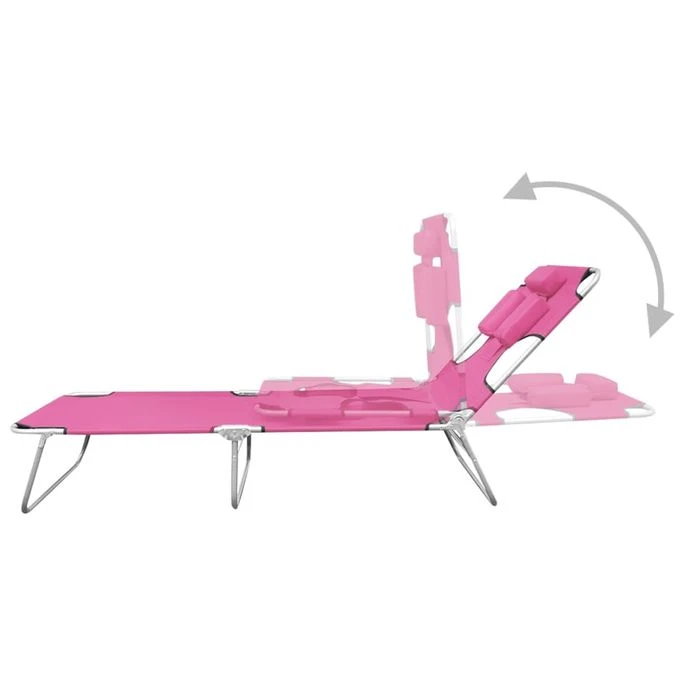 Chaise Longue Pliable Avec Coussin De TĂȘte Acier Rose Magento â Image 6