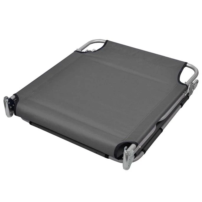 Chaise Longue Pliable Et Coussin De Tête Dossier Réglable Gris – Image 5