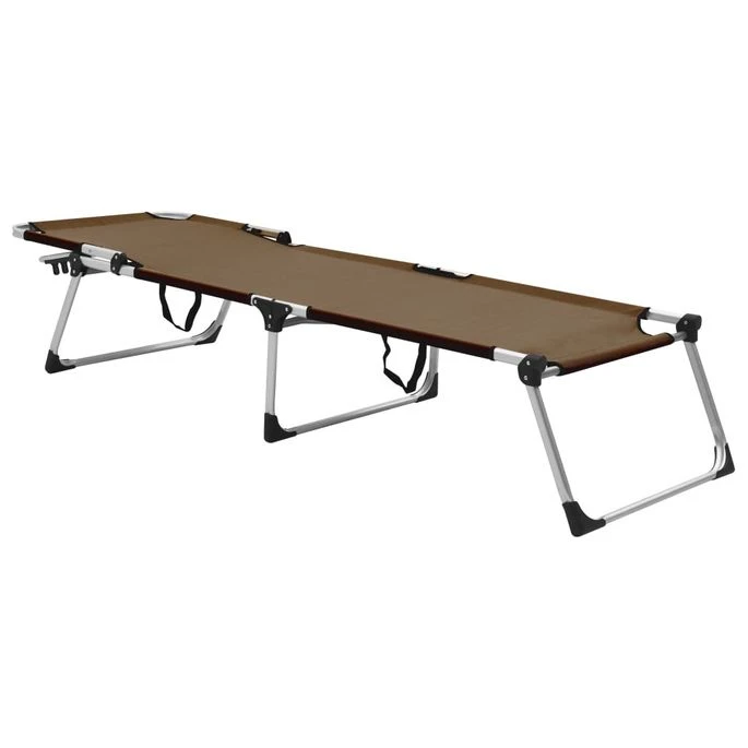 Chaise Longue Pliable Extra Haute Pour Seniors Marron Aluminium – Image 2