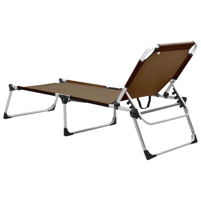 Chaise Longue Pliable Extra Haute Pour Seniors Marron Aluminium – Image 5