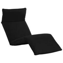 Chaise Longue Pliable Tissu Oxford Noir