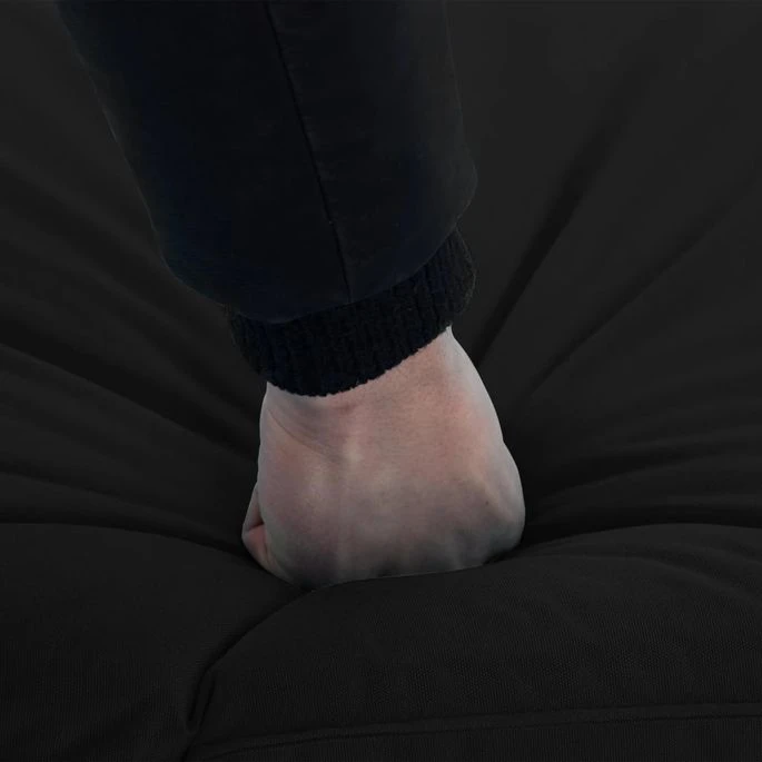 Chaise Longue Pliable Tissu Oxford Noir – Image 2