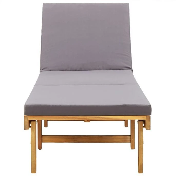 Chaise Longue Pliante Avec Coussin Bois D'acacia Solide – Image 4