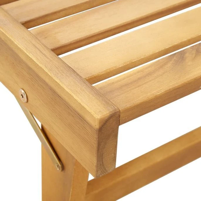 Chaise Longue Pliante Avec Coussin Bois D'acacia Solide – Image 7