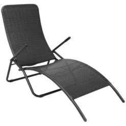Chaise Longue Pliante Rotin Synthétique Noir