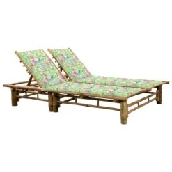 Chaise Longue Pour 2 Personnes Avec Coussins Bambou 6