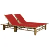 Chaise Longue Pour 2 Personnes Avec Coussins Bambou 8