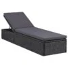 Chaise Longue Résine Tressée Noir Et Gris Foncé