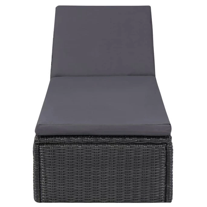 Chaise Longue Résine Tressée Noir Et Gris Foncé – Image 2
