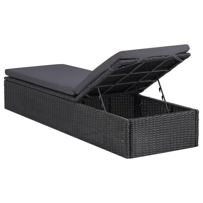 Chaise Longue Résine Tressée Noir Et Gris Foncé – Image 4