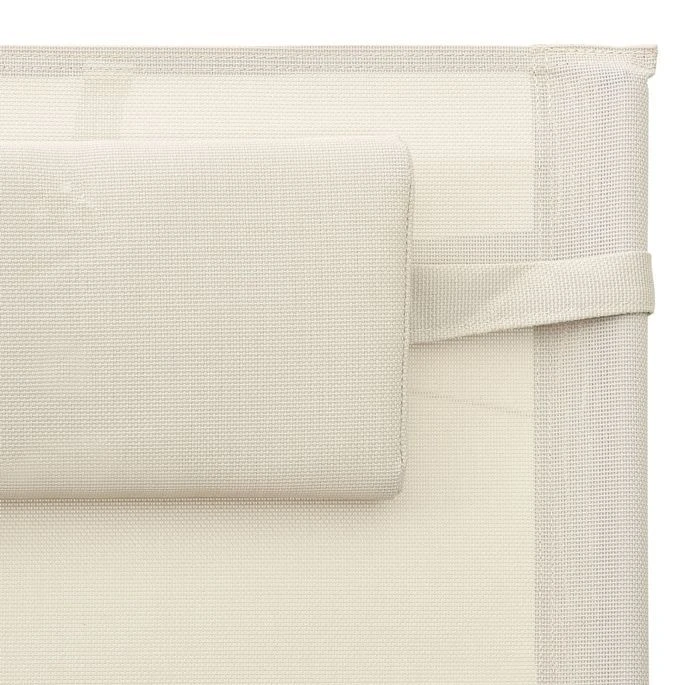 Chaise Longue Textilène Crème Et Gris 2 – Image 6