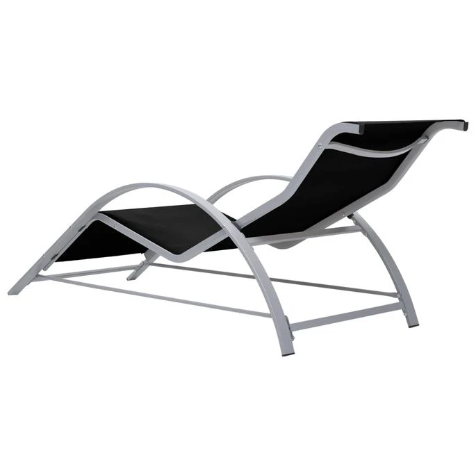 Chaise Longue Textilène Et Aluminium Noir – Image 4