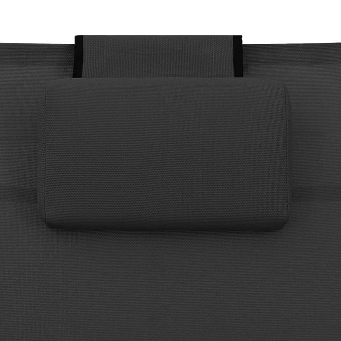 Chaise Longue Textilène Et Aluminium Noir 2 – Image 6