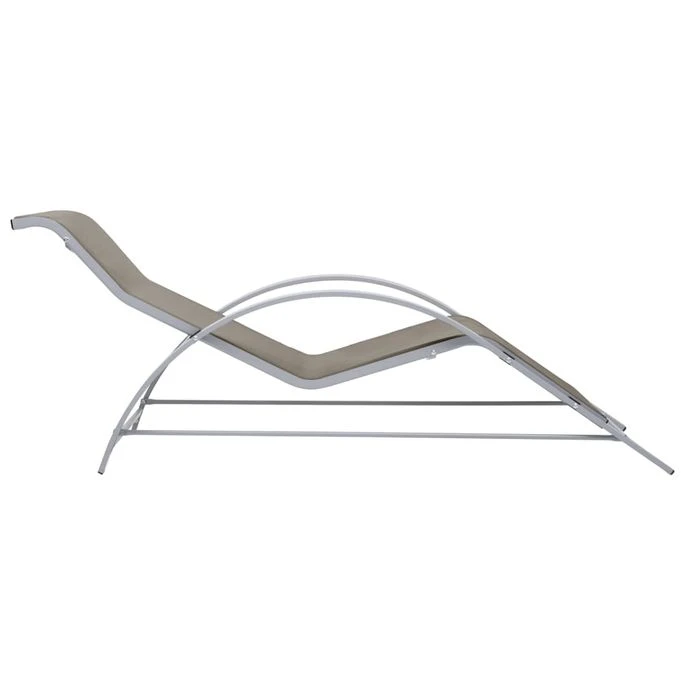 Chaise Longue Textilène Et Aluminium Taupe – Image 3