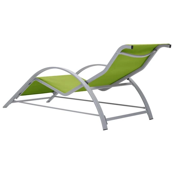 Chaise Longue Textilène Et Aluminium Vert – Image 4