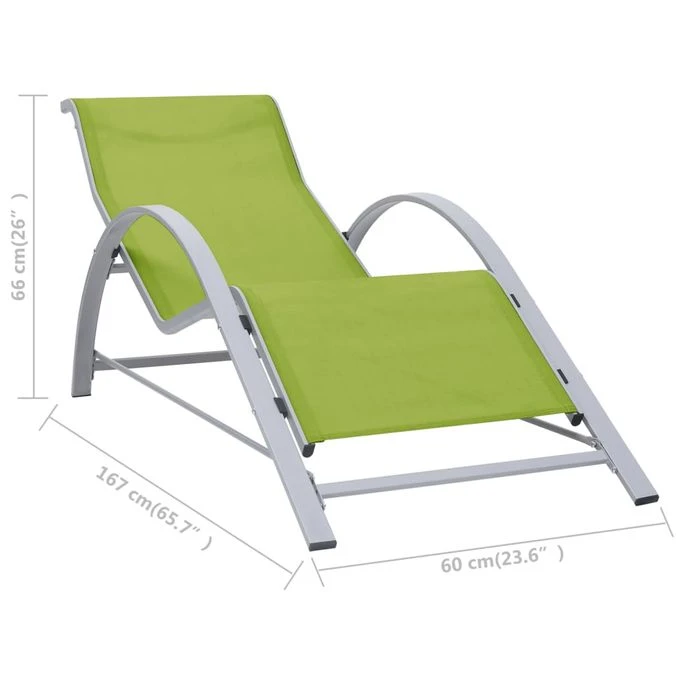 Chaise Longue Textilène Et Aluminium Vert – Image 7