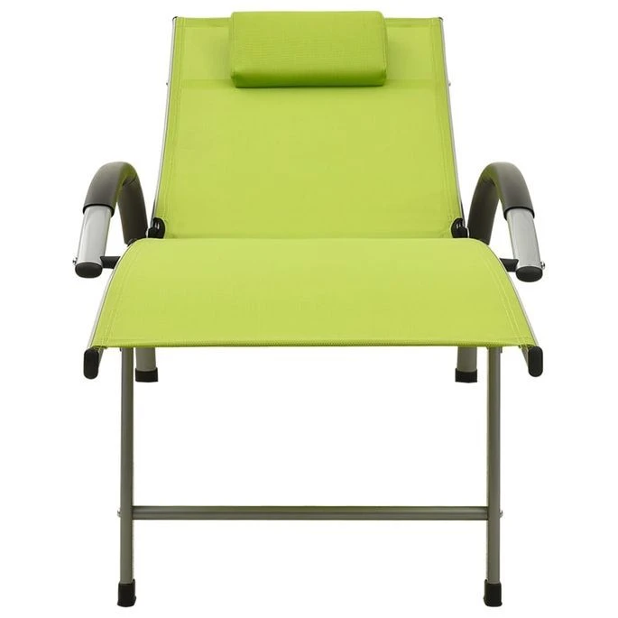 Chaise Longue Textilène Et Aluminium Vert 2 – Image 2
