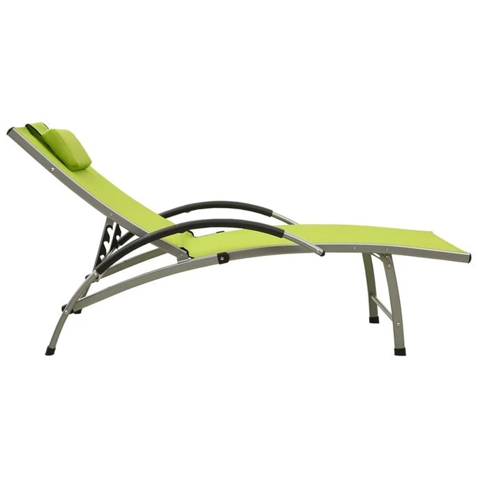 Chaise Longue Textilène Et Aluminium Vert 2 – Image 3