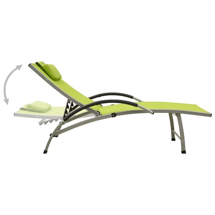Chaise Longue Textilène Et Aluminium Vert 2 – Image 4