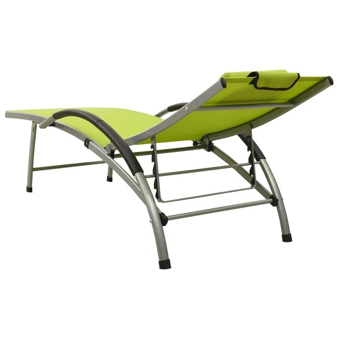 Chaise Longue Textilène Et Aluminium Vert 2 – Image 5