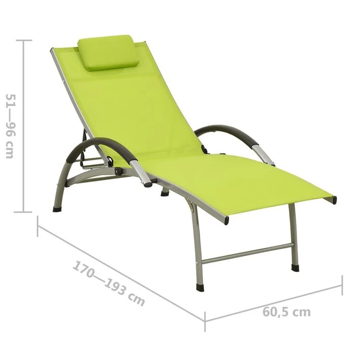 Chaise Longue Textilène Et Aluminium Vert 2 – Image 7
