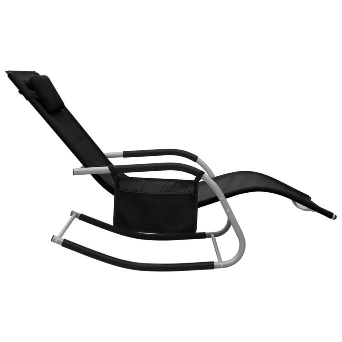 Chaise Longue Textilène Noir Et Gris – Image 3