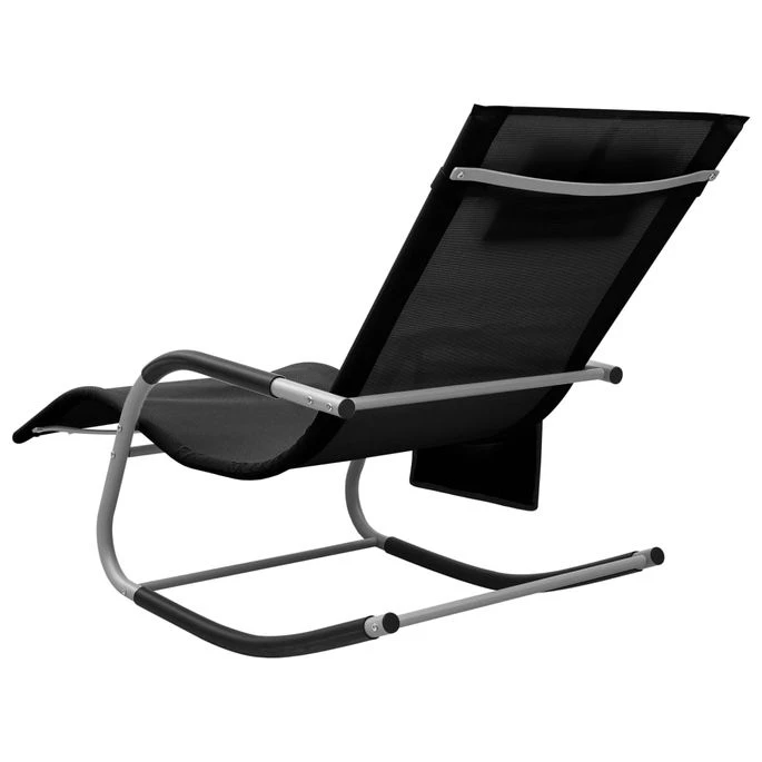 Chaise Longue Textilène Noir Et Gris – Image 4