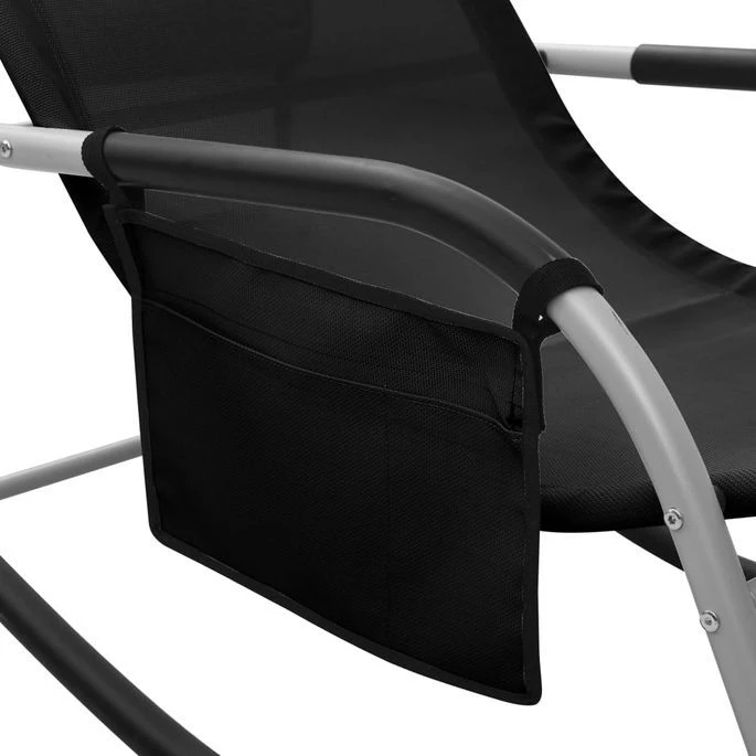 Chaise Longue Textilène Noir Et Gris – Image 5