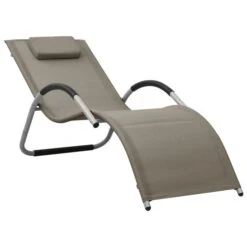 Chaise Longue Textilène Taupe Et Gris 2
