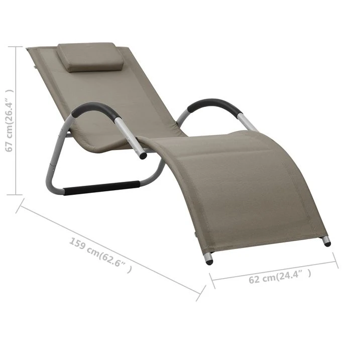 Chaise Longue Textilène Taupe Et Gris 2 – Image 7