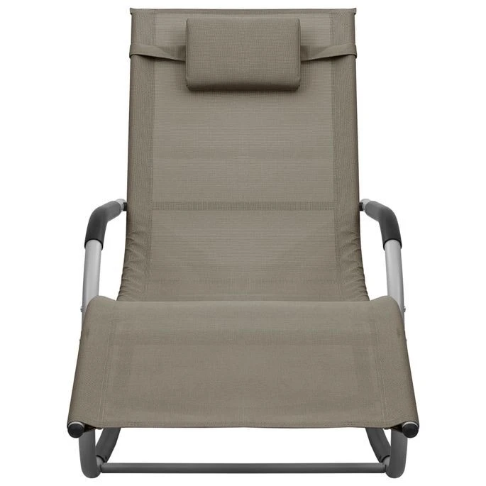 Chaise Longue Textilène Taupe Et Gris – Image 2