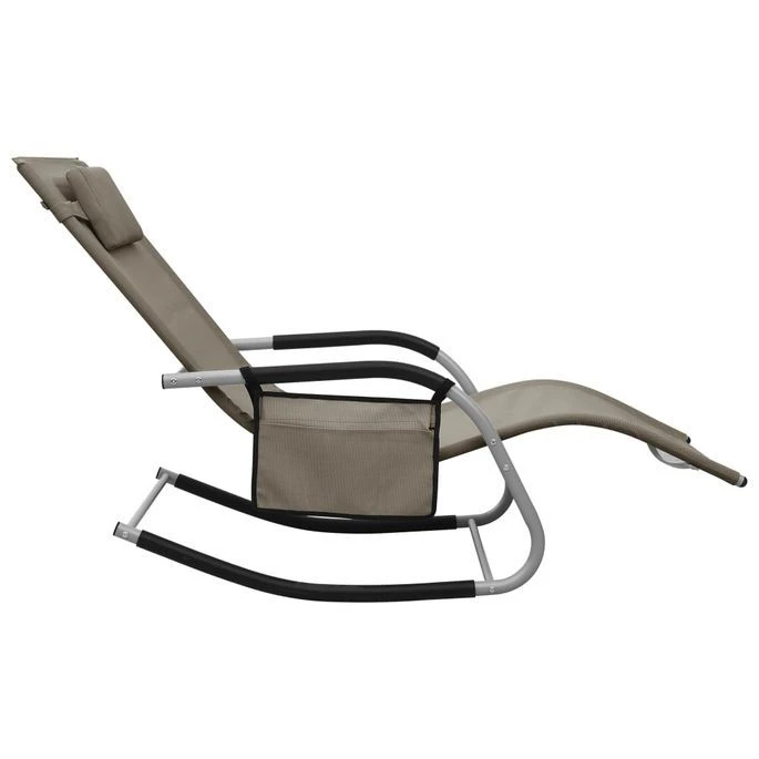 Chaise Longue Textilène Taupe Et Gris – Image 3