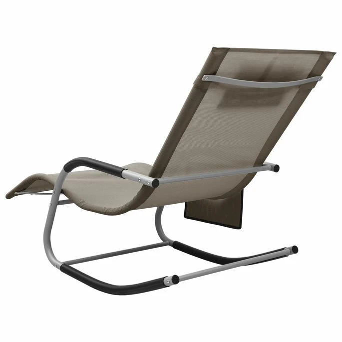 Chaise Longue Textilène Taupe Et Gris – Image 4