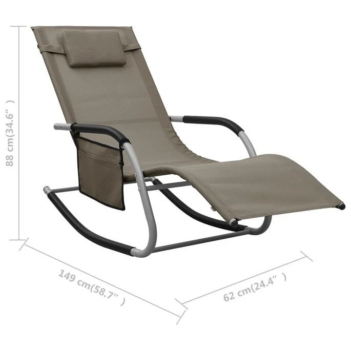 Chaise Longue Textilène Taupe Et Gris – Image 7