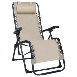 Chaise Pliable De Terrasse Crème Textilène