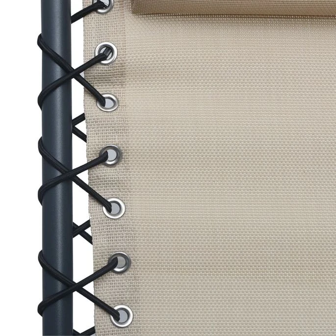 Chaise Pliable De Terrasse Crème Textilène – Image 6